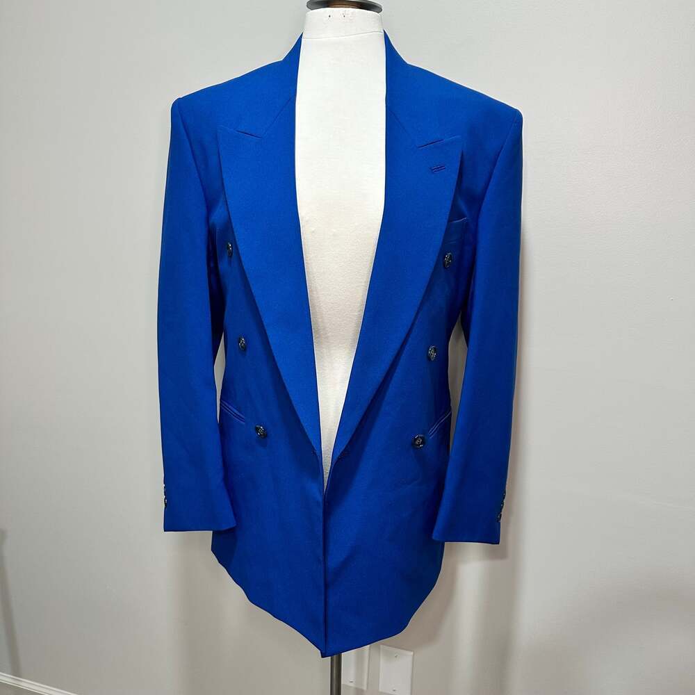 Zoot Suit Vintage Blue Double Breasted Blazer, Custom Unisex - Picture 6 of 9